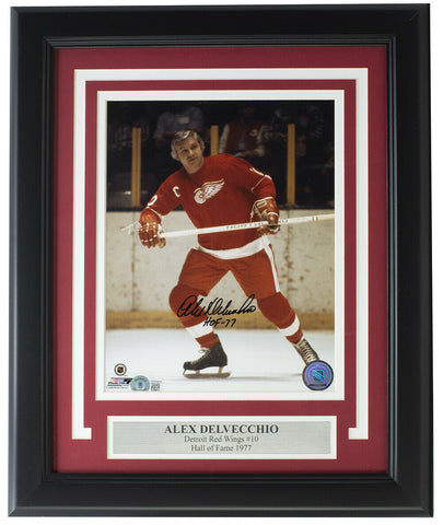Alex Delvecchio Signed Framed 8x10 Detroit Red Wings Photo BAS