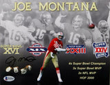 Joe Montana Signed SF 49ers 8x10 SB Multi Image Photo- Beckett W Auth *Black