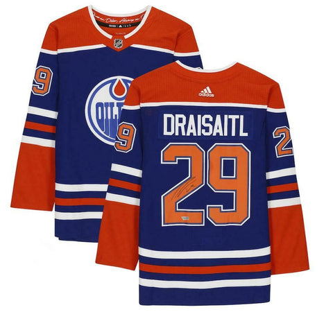 LEON DRAISAITL Autographed Edmonton Oilers Authentic Royal Alt. Jersey FANATICS