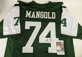 Nick Mangold Signed New York Jets Green Jersey (JSA COA) 7xPro Bowl Center