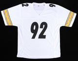 James Harrison Signed Pittsburgh Steelers White Jersey (JSA COA) 5xPro Bowl L.B