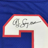 Autographed/Signed OJ O.J. SIMPSON Buffalo Blue Football Jersey JSA COA Auto