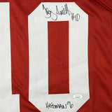 Autographed/Signed TROY SMITH Heisman 06 Ohio State Red College Jersey JSA COA
