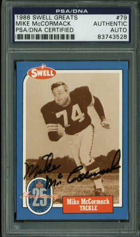 Browns Mike Mccormack Authentic Signed Card 1988 Swell Greats #79 PSA Slabbed