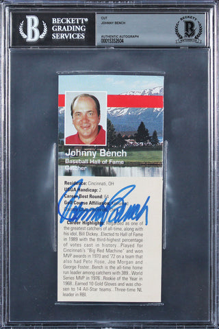 Reds Johnny Bench Authentic Signed 2.75x6.25 Cut Signature BAS Slabbed