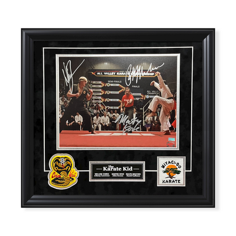 William Zabka Martin Kove Ralph Macchio "The Karate Kid" Signed Photo Framed NEP