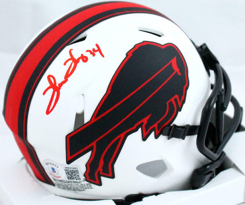 Thurman Thomas Autographed Buffalo Bills Lunar Speed Mini Helmet-Beckett W Holo