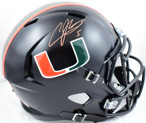 Andre Johnson Autographed Miami Hurricanes F/S Nights Speed Helmet-BeckettW Holo
