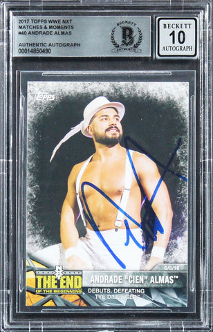 Andrade Almas Authentic Signed 2017 Topps WWE NXT M&M #40 Card Auto 10! BAS Slab