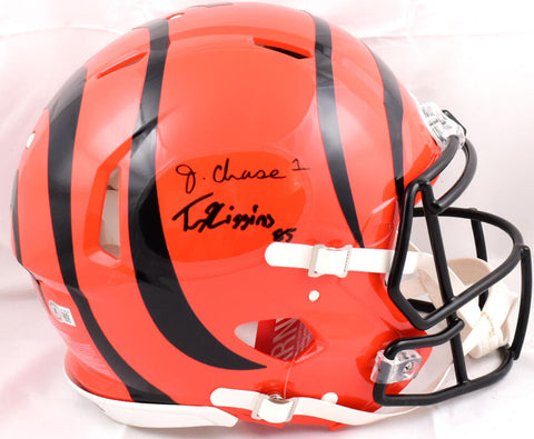 Ja'Marr Chase Tee Higgins Signed Bengals F/S Speed Authentic Helmet-Beckett W