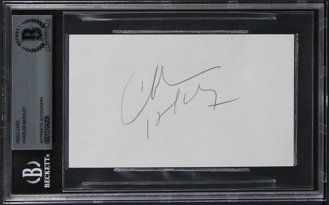 Suns Charles Barkley Authentic Signed 3x5 Index Card Autographed BAS Slabbed
