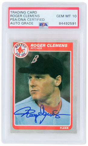 Roger Clemens Autographed Red Sox 1985 Fleer Rookie Card #155 (PSA - Auto 10)
