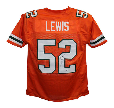 Ray Lewis Autographed/Signed College Style Orange XL Jersey BAS 30386