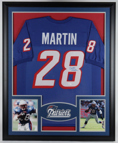 Curtis Martin Signed 35x43 Framed New England Patriots Jersey (JSA COA) HOF R.B.