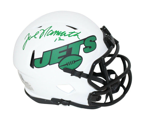 Joe Namath Autographed/Signed New York Jets Lunar Mini Helmet Beckett 33367