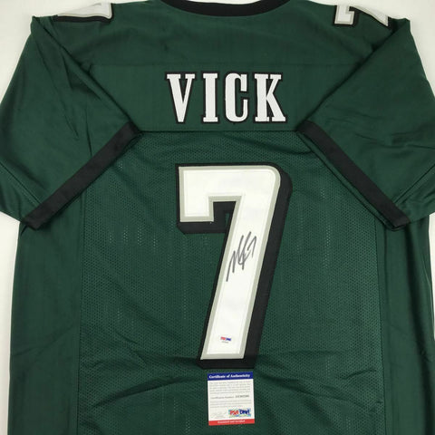 Autographed/Signed MICHAEL MIKE VICK Philadelphia Green Football Jersey PSA COA