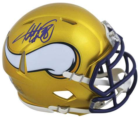 Vikings Adrian Peterson Authentic Signed Flash Speed Mini Helmet BAS Witnessed