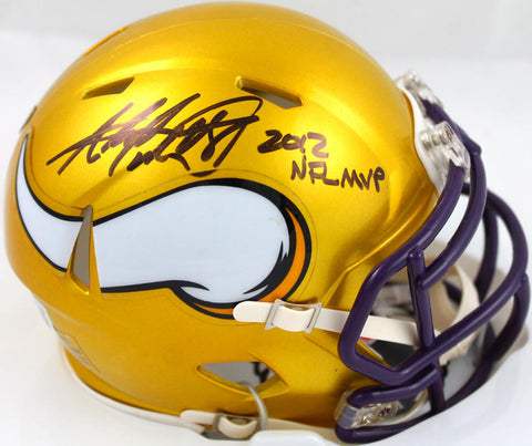 Adrian Peterson Signed Vikings Flash Speed Mini Helmet w/NFL MVP-Beckett W Holo