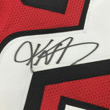 FRAMED Autographed/Signed KEANU NEAL 33x42 Atlanta Red Football Jersey JSA COA