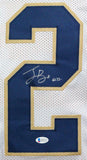 Ian Book Autographed White College Style Jersey - Beckett W *Silver