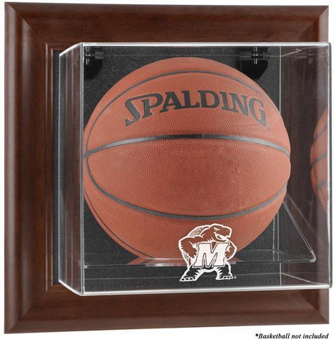 Maryland Terrapins Brown Framed Wall-Mountable Basketball Disp Case