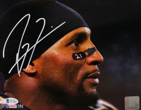 Ray Lewis Autographed Ravens 8x10 HM Face Close Up Photo - Beckett W Auth *White