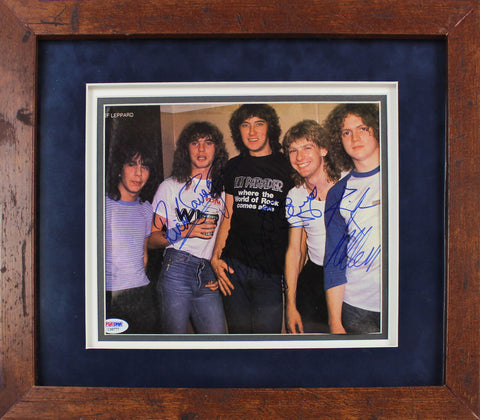 Def Leppard (5) Band Signed & Framed 8x9.5 Magazine Page Photo BAS #A39662