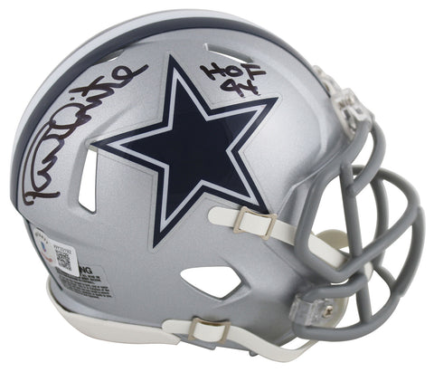 Cowboys Randy White "HOF 94" Signed Silver Speed Mini Helmet BAS Witnessed