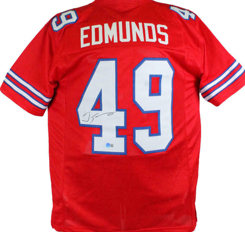 Tremaine Edmunds Autographed Red Pro Style Jersey- Beckett W Hologram *Black