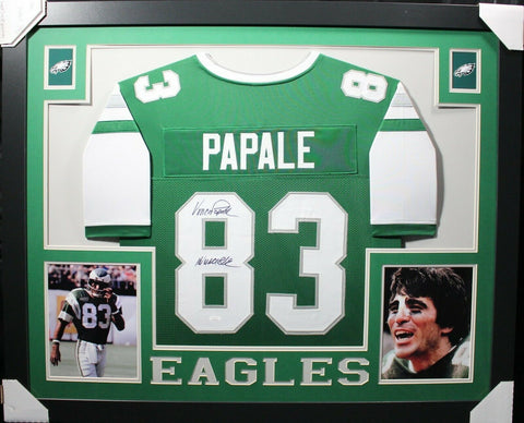 VINCE PAPALE (Eagles green SKYLINE) Signed Autographed Framed Jersey JSA