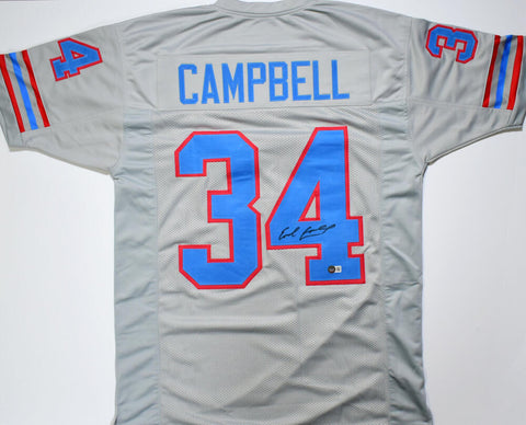 Earl Campbell Autographed Grey Pro Style Jersey- Beckett W Hologram *Black