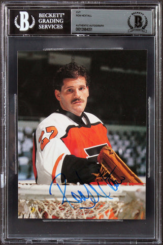 Flyers Ron Hextall Authentic Signed 4.75x6.5 Cut Signature BAS Slabbed