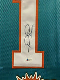 Tua Tagovailoa Signed Dolphins 36"x39" Framed Jersey (Beckett COA) Miami Q.B.