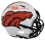 Broncos Terrell Davis HOF 17 Signed Lunar Full Size Speed Rep Helmet BAS Witness