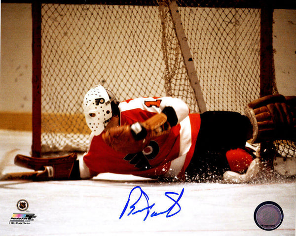 Bernie Parent Signed Philadelphia Flyers Goalie Diving Save 8x10 Photo - SS