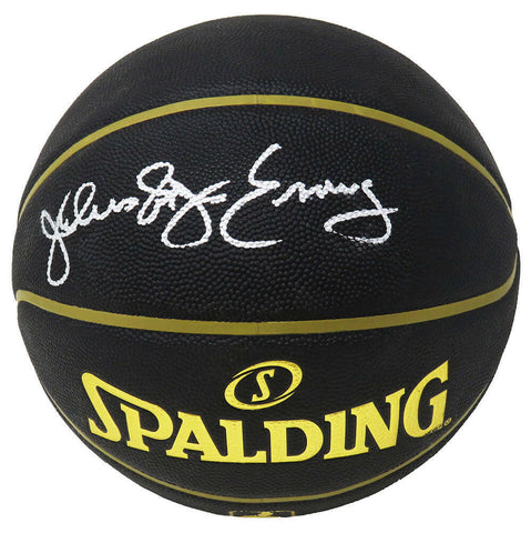 Julius "Dr. J' Erving Signed Spalding Elevation Black NBA Basketball - SCHWARTZ