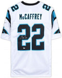 FRMD Christian McCaffrey Carolina Panthers Signed White Nike Limited Jersey