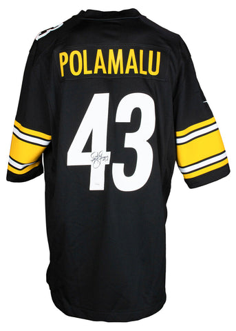 Troy Polamalu Signed Pittsburgh Steelers Black Nike Replica Football Jersey JSA