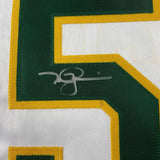 Framed Autographed/Signed Mark McGwire 33x42 Oakland White Jersey JSA COA