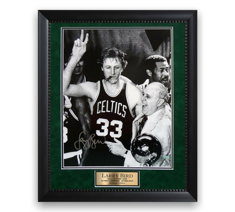 Larry Bird Signed Autographed Photo Custom Framed to 20x24 Player Holo
