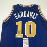 Autographed/Signed TIM HARDAWAY Golden State Blue Basketball Jersey JSA COA Auto