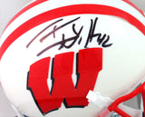 TJ Watt Autographed Wisconsin Badgers Mini Helmet- Beckett W *Black