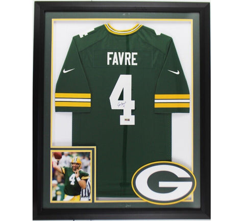 Brett Favre Signed Green Bay Packers LED Framed Nike Limited Green NFL Jersey