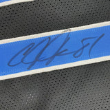 Autographed/Signed CALVIN JOHNSON Detroit Black Football Jersey JSA COA Auto