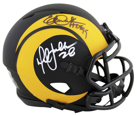 Rams Eric Dickerson & Marshall Faulk Signed Eclipse Speed Mini Helmet BAS Wit