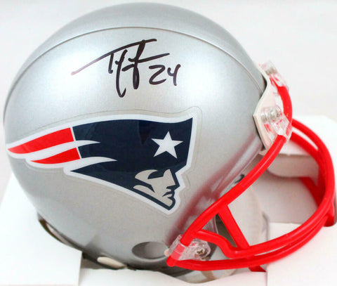 Ty Law Autographed New England Patriots Mini Helmet-Beckett W Hologram *Black