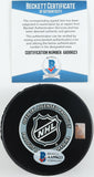 Bobby Hull Signed Blackhawks Logo Hockey Puck Inscribed "HOF 1983" (Beckett COA)