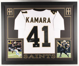 Alvin Kamara Signed New Orleans Saints 35 x43 Custom Framed Jersey (Beckett COA)