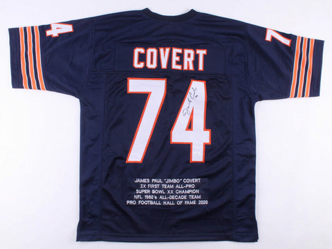 Jim Covert Signed Chicago Bears Career Highlight Stat Jersey (JSA COA) HOF 2002