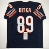 Autographed/Signed MIKE DITKA Chicago Blue Football Jersey JSA COA Auto